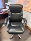 Serta Executive office leather chair with white stitching, adjustable height, (not used much, like