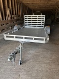 2014 Mission aluminum trailer,......6'...x 12' bed and 6' x 4 'fold down ramp, ball hitch, lights