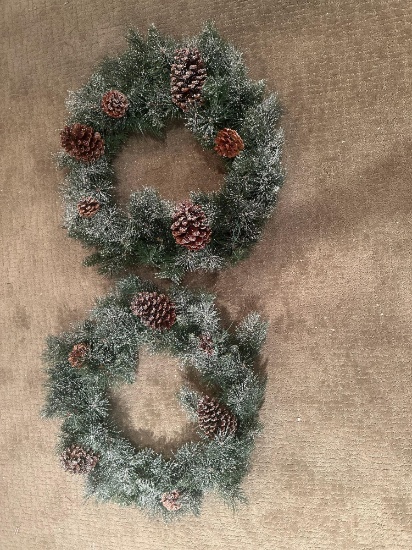 (2) 24 inch Christmas wreaths, non-lit NO SHIPPING AVAILABLE!