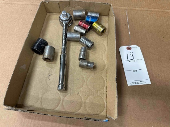 Craftsman 1/2 inch ratchet and various 1/2 inch sockets