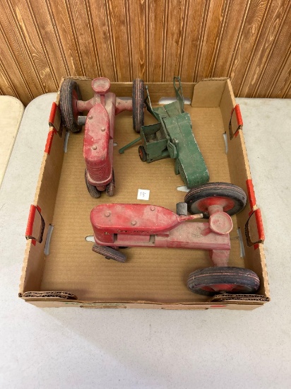 Vintage wooden tractors, Oliver metal corn picker