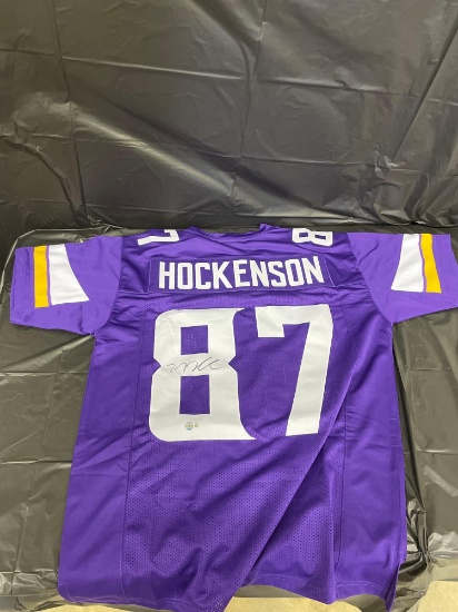 T.J Hockensen Autograhped Minnesota Vikings Jersey - Size XL