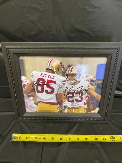 George Kittle and Christian McCaffrey Autograhed SF 49ers Glass Framed Picture, 12'' x 10''