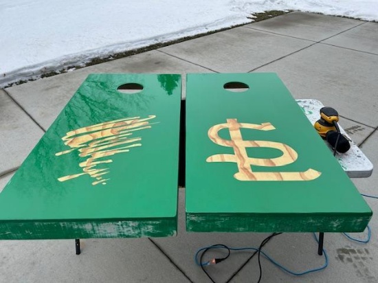 Corn Hole Set. Made by Matt Phillips. NO SHIPPING AVAILABLE ON THIS LOT! PICKUP ITEM ONLY.
