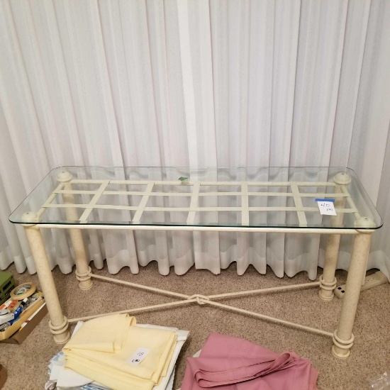 2] GLASS TOP COFFEE AND END TABLE SET