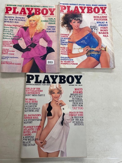 3- 80's Playboy Magazines