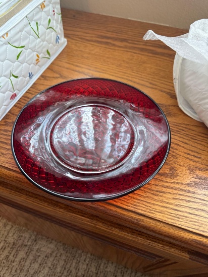 ...Cristal D'Arques antique Ruby red 8 inch dinner plate. 8 place setting,... shipping.