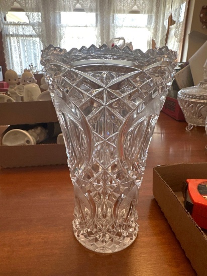 Vintage lead crystal vase West German PD Peedee, 9". Shipping