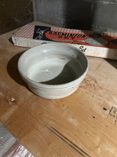 Unusual shaped crock bowl.