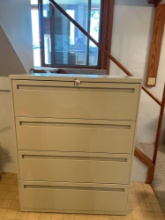 Four drawer, heavy duty, beige filing cabinet