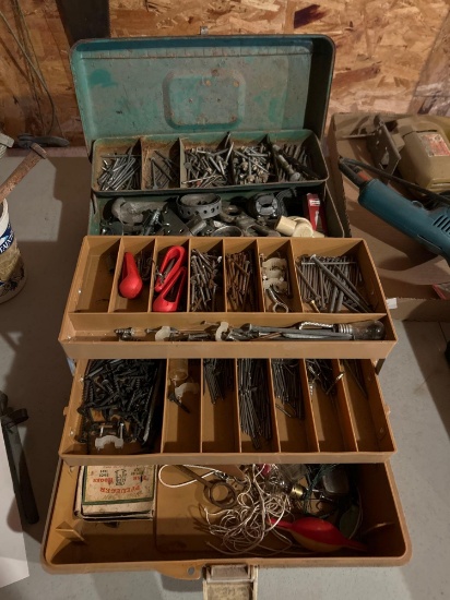 2 miscellaneous storage cases with nails and etc