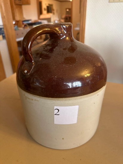 Brown and tan crock jug.... Excellent... Shipping