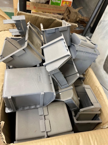 Box of Plastic Organizing Bins