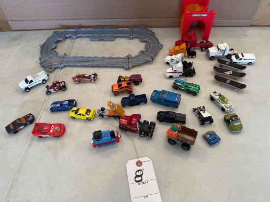 Toy trucks and cars