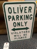 Metal Oliver parking sign