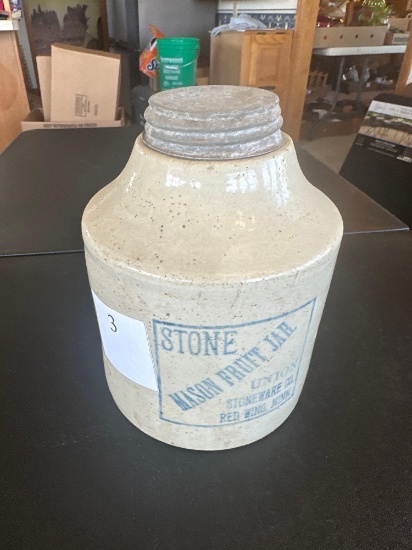 Stone Mason 1/2 gallon fruit jar from Union Stoneware Co. Red Wing, Mn, Pat. January 24, 1899