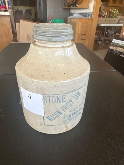 Stone Mason 1/2 gallon fruit jar from Union Stoneware Co. Red Wing, Mn, Pat. January 24, 1899