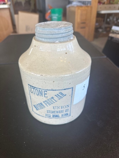 Stone Mason 1/2 gallon fruit jar from Union Stoneware Co. Red Wing, Mn,... (excellent) Shipping