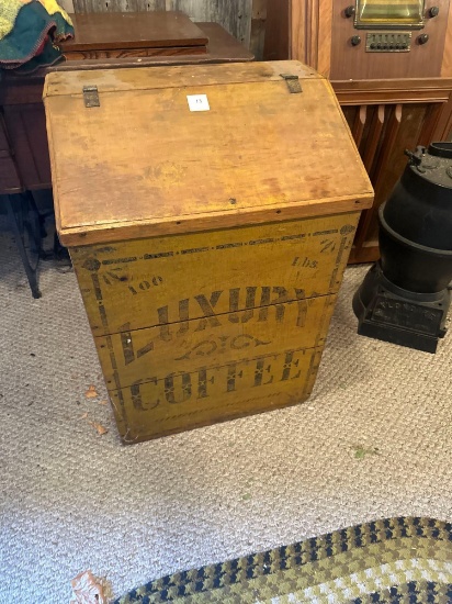 Luxury Coffee wooden bin, painted yellow, 100 lbs.... Nice