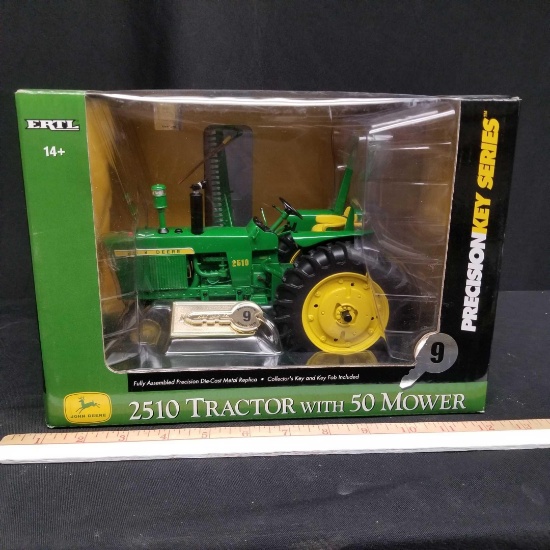 1/16 Scale Ertl Precision Key Series JD 2510 Tractor with 50 Mower-NIB