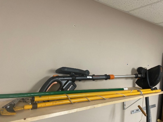Worx Battery Weed Trimmer and Tree Saw w/extensions. NO SHIPPING ARRANGED BY SELLERS ON THIS LOT!