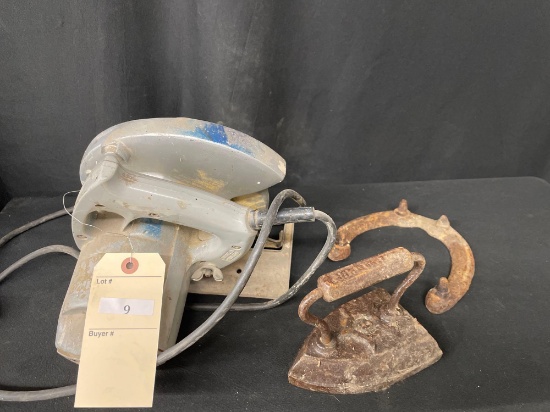 7 1/4" Circular Saw, Sad Iron & Vintage Horseshoe