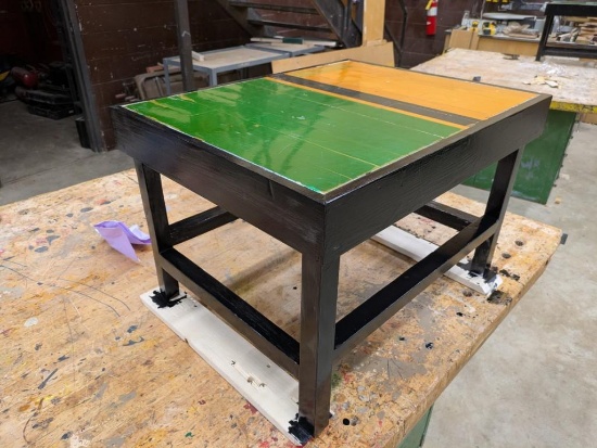 Table made from Storm Lake High School Gym Floor, 21'' x 28'' and 18'' tall