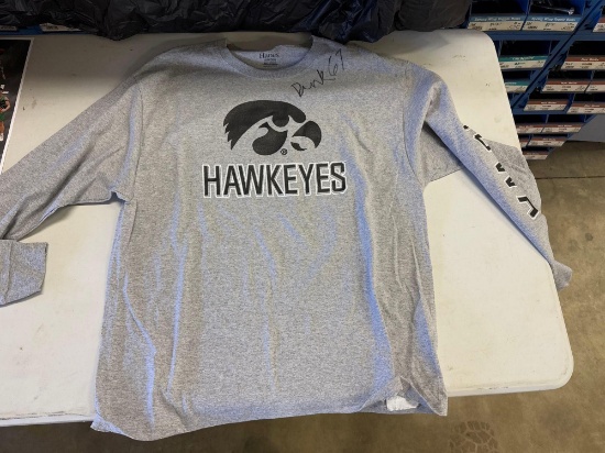 Gennings Dunker Iowa Hawkeye Autographed Long Sleeve T-Shirt, XL
