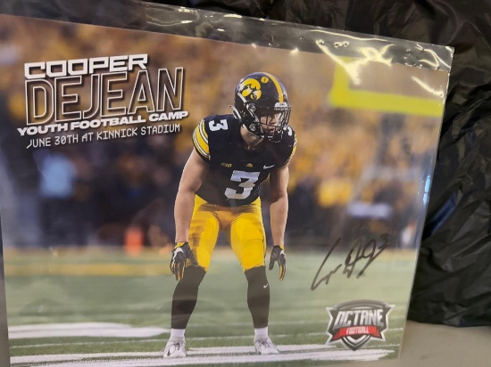 Cooper DeJean Autographed Iowa Hawkeye Football Poster