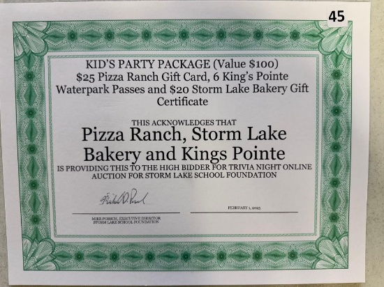 Kid's Party Package