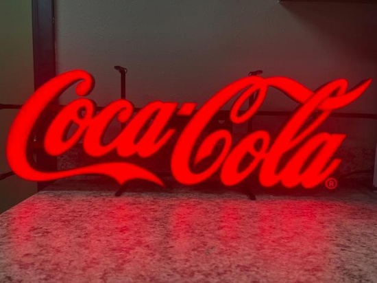 Lighted Coca-Cola sign, 28'' W x 10'' T
