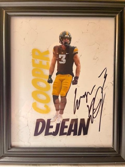 Cooper DeJean Iowa Hawkeye Autographed Glass Framed 8" x 10" Picture - Certified