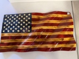 Wooden Hand Carved and Painted US Flag, 13