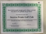 Sunrise Pointe Golf Package, 10- 9 Hole Punch Card and golfballs