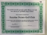 Sunrise Pointe Golf Package, 10- 9 Hole Punch Card and golfballs