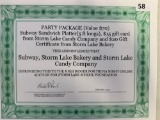 Party Package from Subway, SL Candy Co. and SL Bakery
