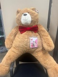 4' Tall Vermont Teddy Bear with Handmade Valentine's Day Card