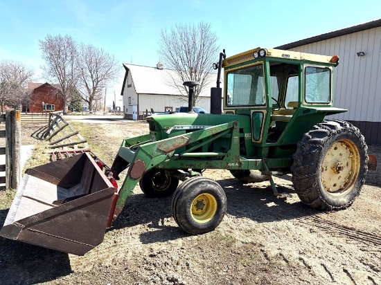 1971 JOHN DEERE 4020 DIESEL TRACTOR, WIDE FRONT, CAB, LOADER