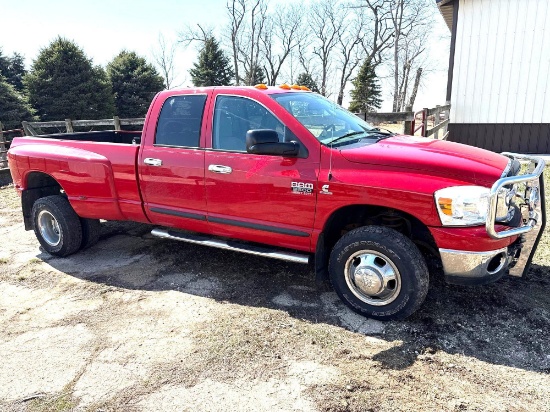 2007 DODGE RAM 3500 HD DUALLY PICKUP, 4WD, AUTOMATIC, CUMMINS TURBO ENGINE