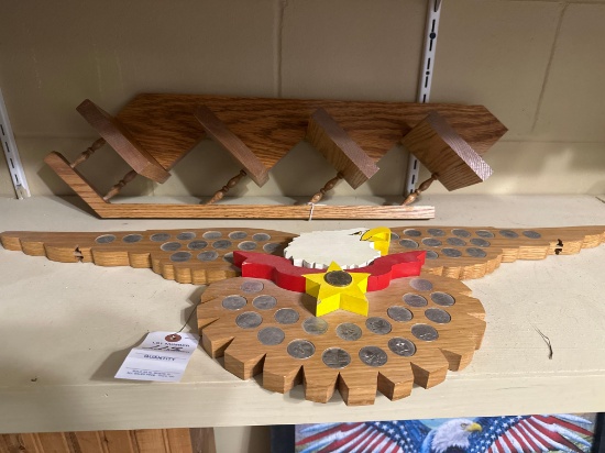 Eagle with coins and 4 tier shelf
