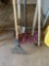 Leaf rake, pitchfork, garden hoe, snow shovel
