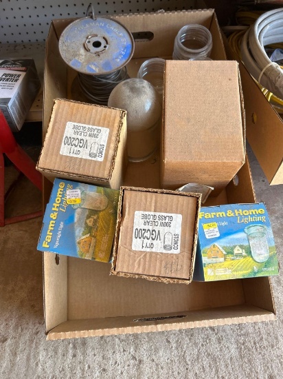 misc. light jars for home and farm, roll of wire