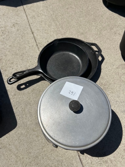 CAST FRYING PAN and ALUMINUM STOCK POT