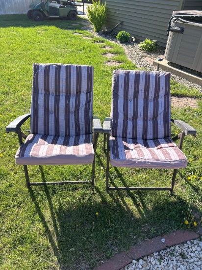 Pair of folding lawn chairs