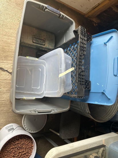 Assorted plastic totes and containers