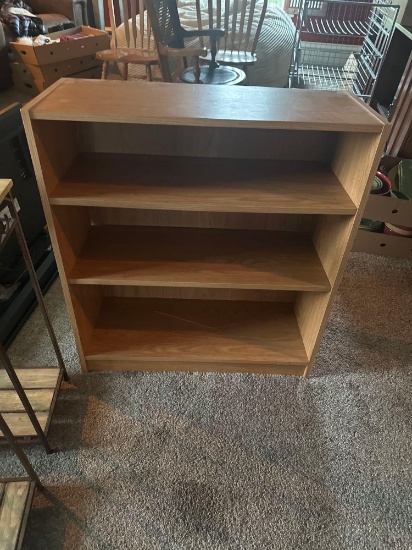 Wooden book case, rustic end table set