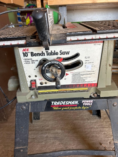 Tradesman Ace 10" Bench Table Saw on stand