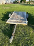 Single axle utility trailer, wood plank floor, 2