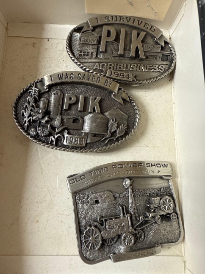 3 ct. Assortment of Collectible Belt Buckles