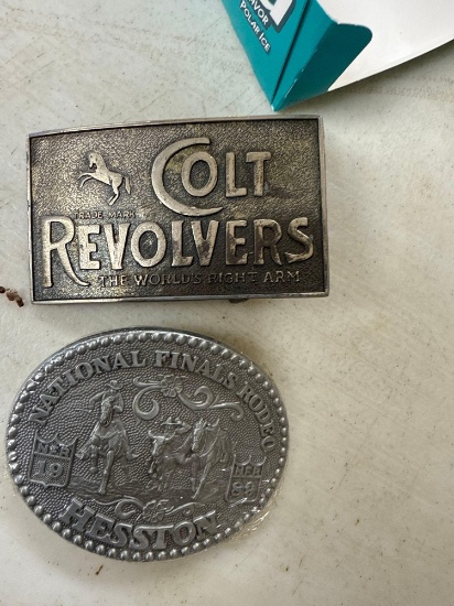 Hesston and Colt Revolver Collectible Belt Buckles